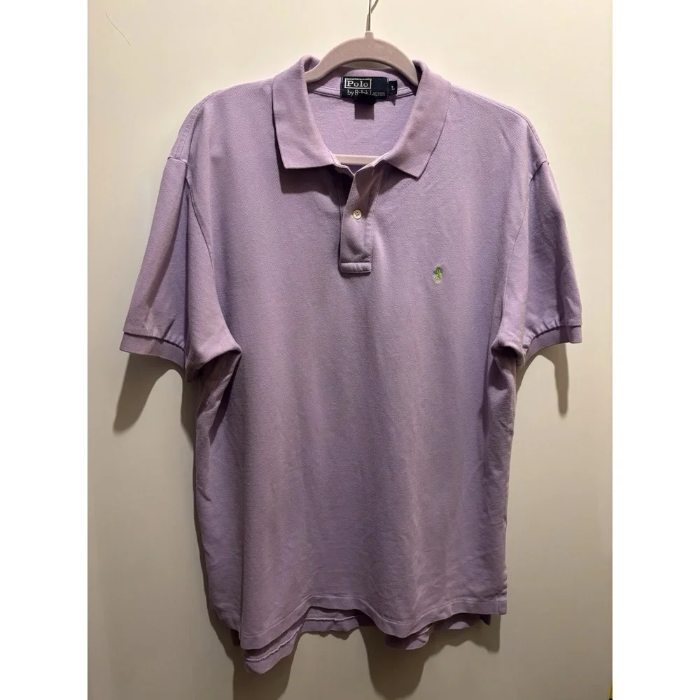 Polo By Ralph Lauren Collared Polo Short Mens Size‎ Large Lavender Pony
